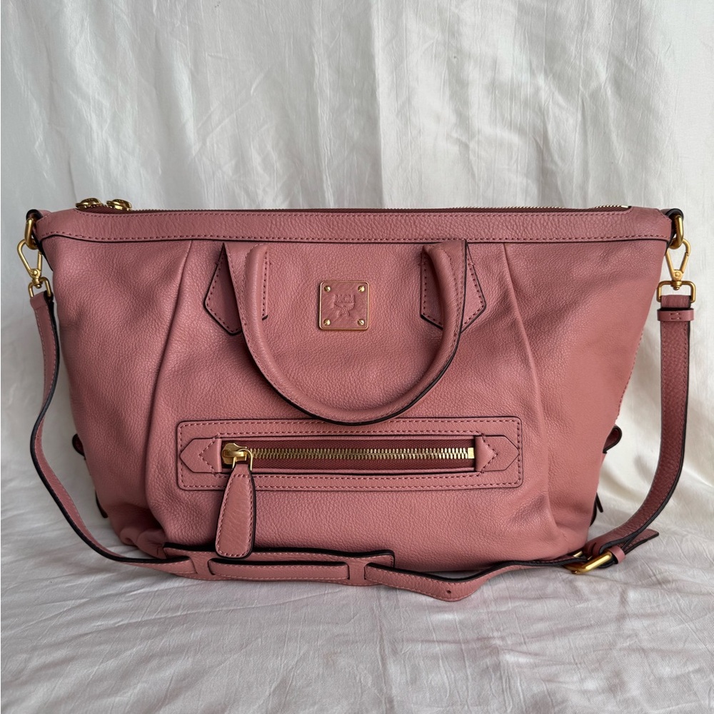 💯Guaranteed Authentic MCM Pink Leather Women's Crossbody Bag